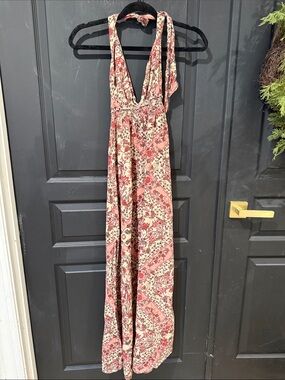 O'Neill Pink Floral Backless Maxi Dress